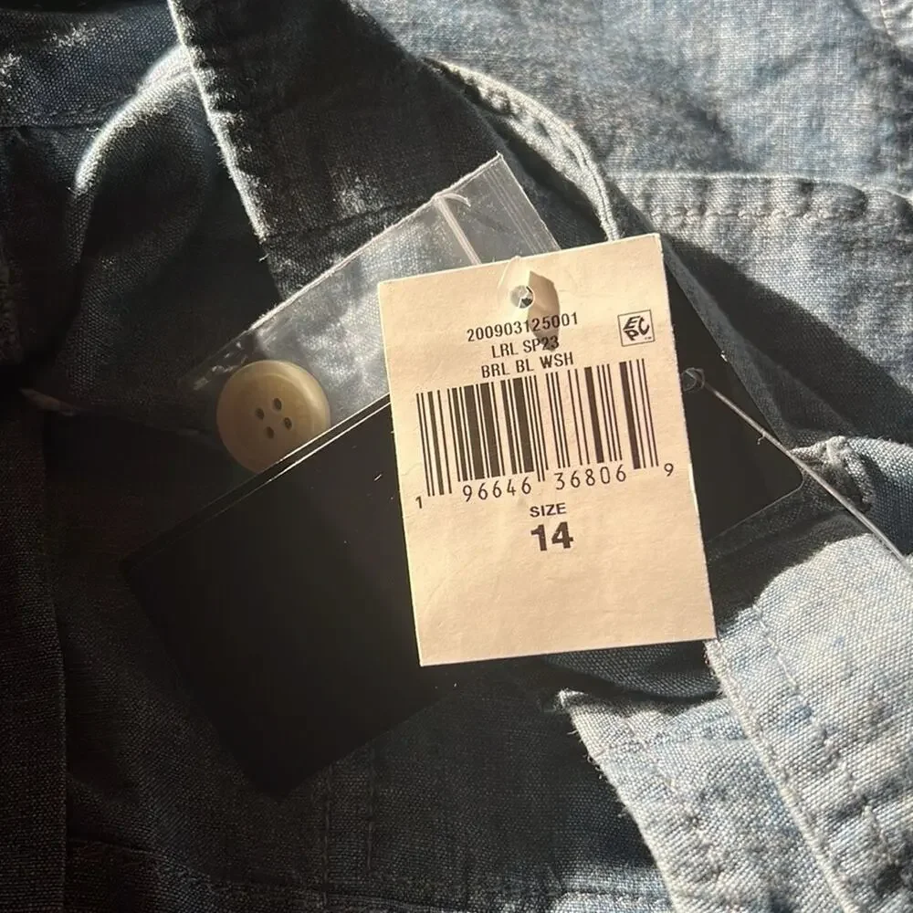 Lauren Ralph Lauren Belted Cotton Chambray Shorts 4.5" Inseam Classy NEW Size 14 - Picture 6 of 6